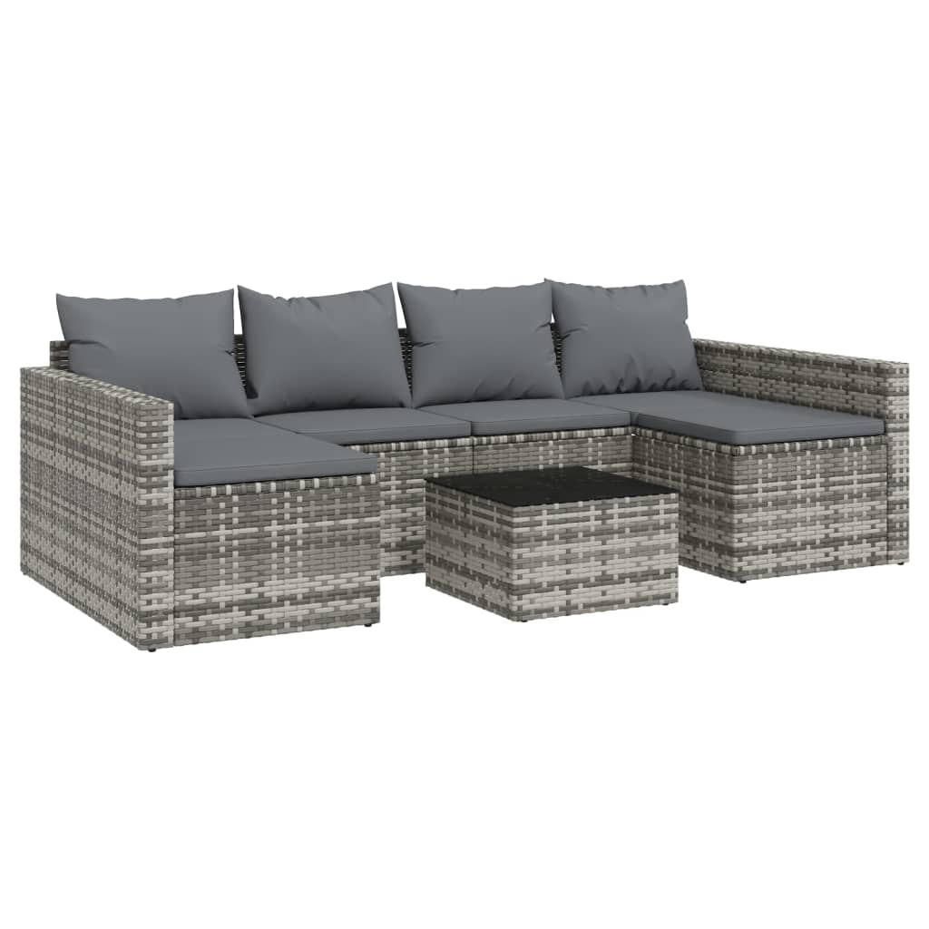 2 részes szürke polyrattan kerti ülőgarnitúra párnákkal (362344)
