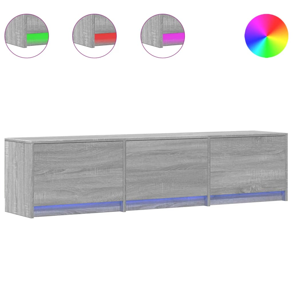 szürke sonoma színű szerelt fa TV-szekrény LED-del 165x34x40 cm (852255)