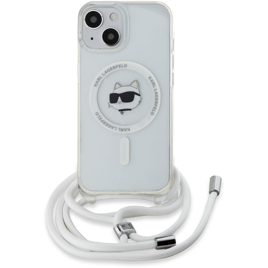 Karl Lagerfeld IML Crossbody Choupette Head MagSafe iPhone 15 átlátszó tok (KLHMP15SHCCHNT)