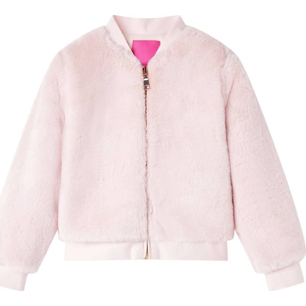 Gyerek kabát műszőrme puha rózsaszín 140