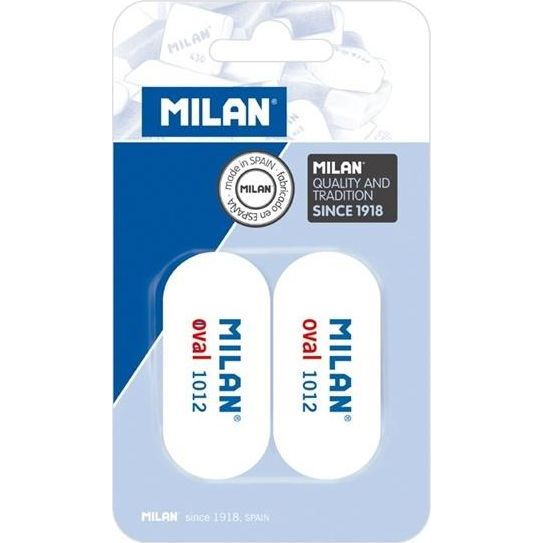 Milan - Blíster 2 Gomas De Borrar Ovaladas Miga De Pan Oval 1012. Caucho Sintético