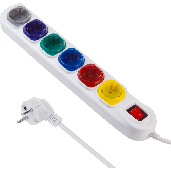 Maclean MCE509 B 220V Hálózati elosztó 6 aljzatos 1.5m - Fehér