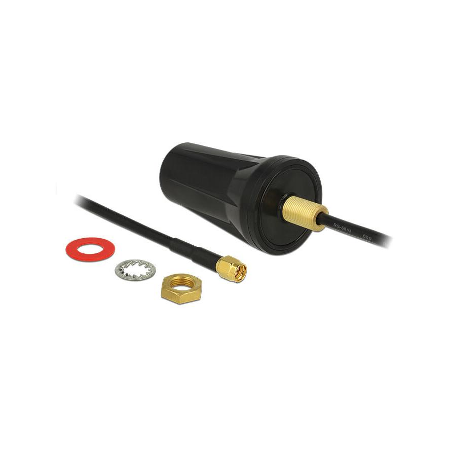 Delock ISM 433 MHz Antenna SMA plug 2 dBi omnidirectional black roof mount outdoor (89487)