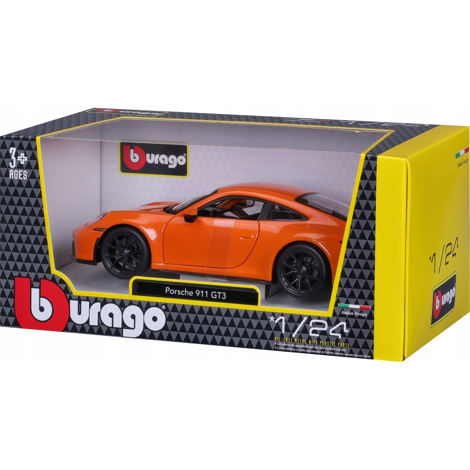 Bburago Porsche 911 GT3 2021, orange 1:24 Autómodell (4893993015290)