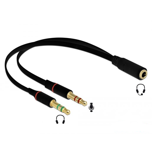 DeLOCK 65967 audio kabel 0,2 m 3.5mm 2 x 3.5mm černý