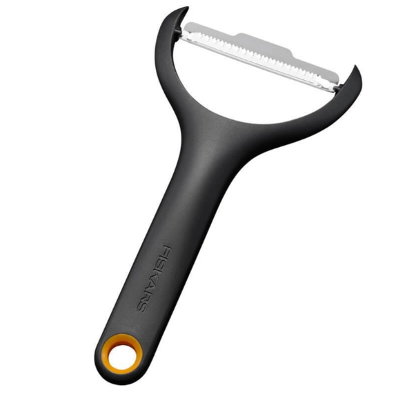 Fiskars 1079909 FF Julienne hámozó, Y alakú hámozó finom zöldségcsíkokhoz, forgópenge