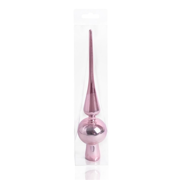 IRIS karácsonyi dísz, csúcsdísz, pvc dobozban,dísz fényes, rózsaszín 26cm (050422)