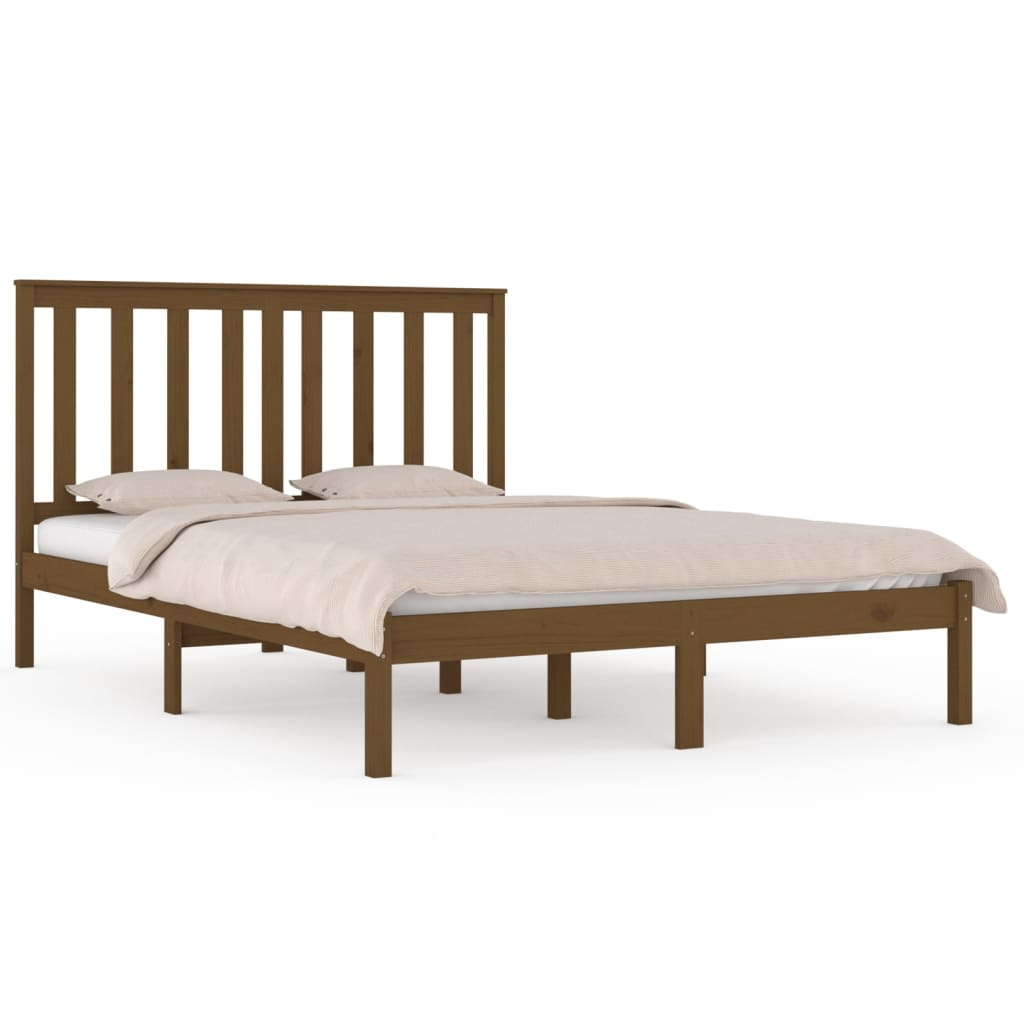 mézbarna tömör fenyőfa ágykeret 200x200 cm (3103866)