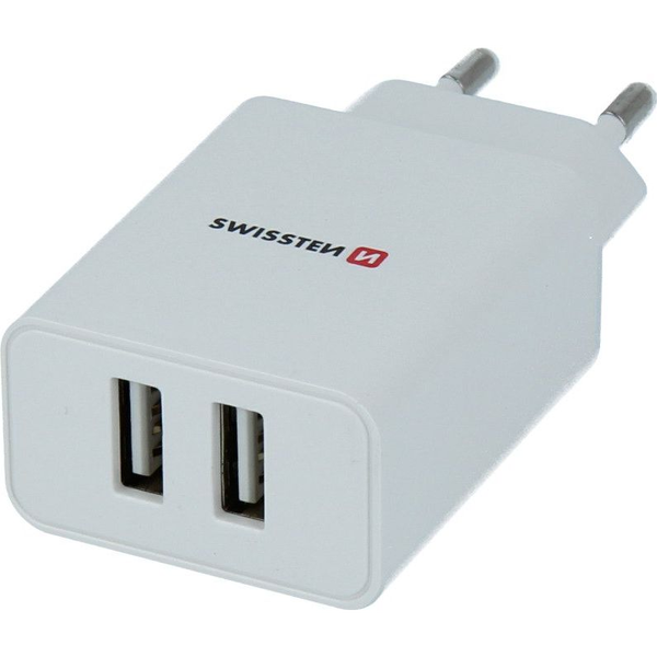 Nabíjačka sieťová Swissten 22034000 2x USB-A 2,1 A biela