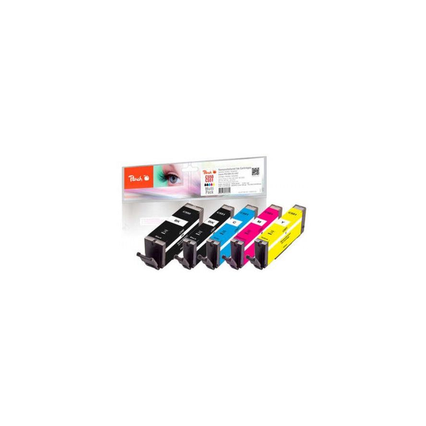 Peach 320123 inktcartridge 5 stuk(s) Zwart, Cyaan, Magenta, Geel