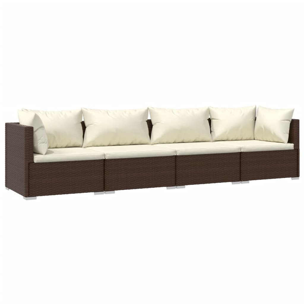 4-részes barna polyrattan kerti bútorszett párnákkal (3101426)