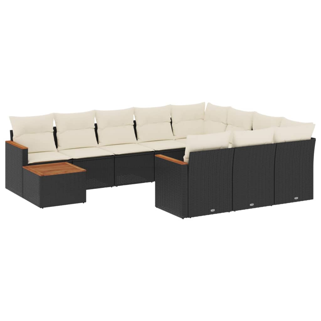 11 részes fekete polyrattan kerti ülőgarnitúra párnákkal (3226364)