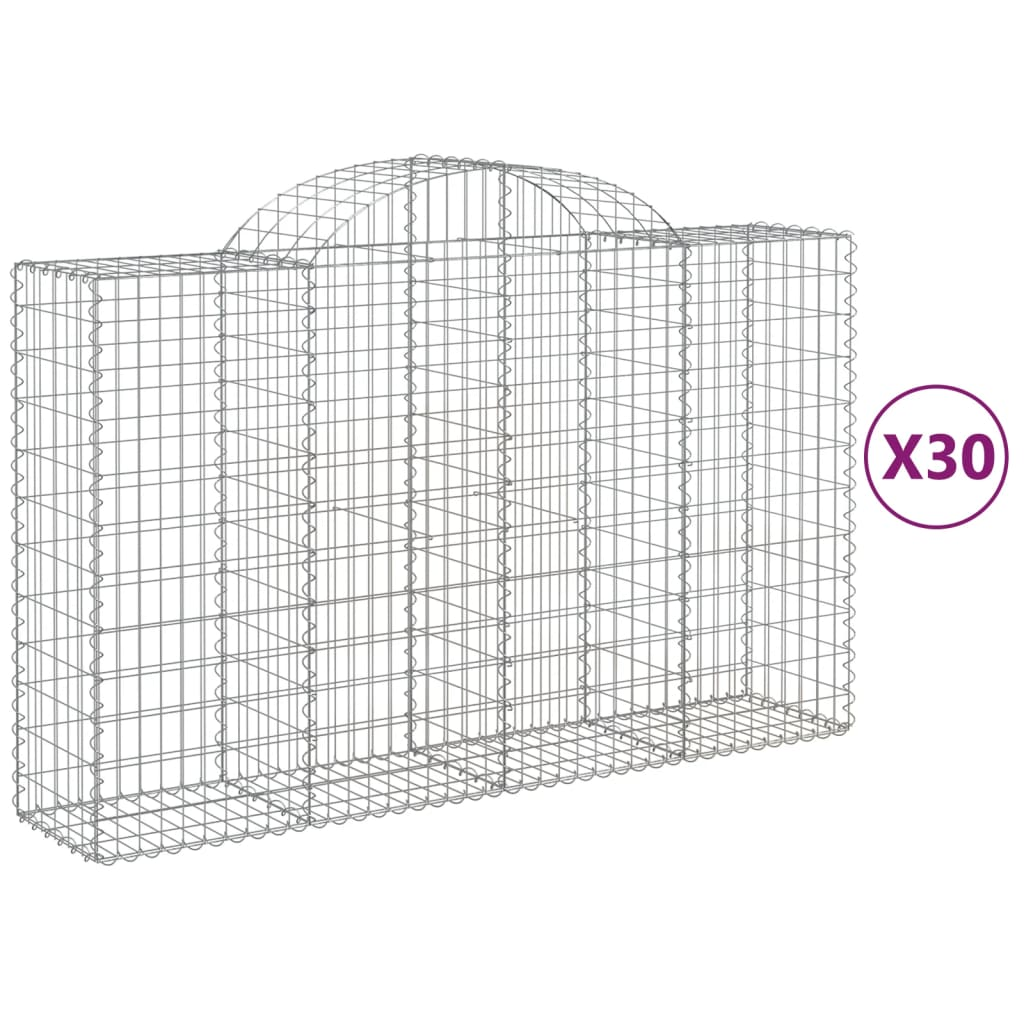 30 db íves horganyzott vas gabion kosár 200x50x120/140 cm (3146358)