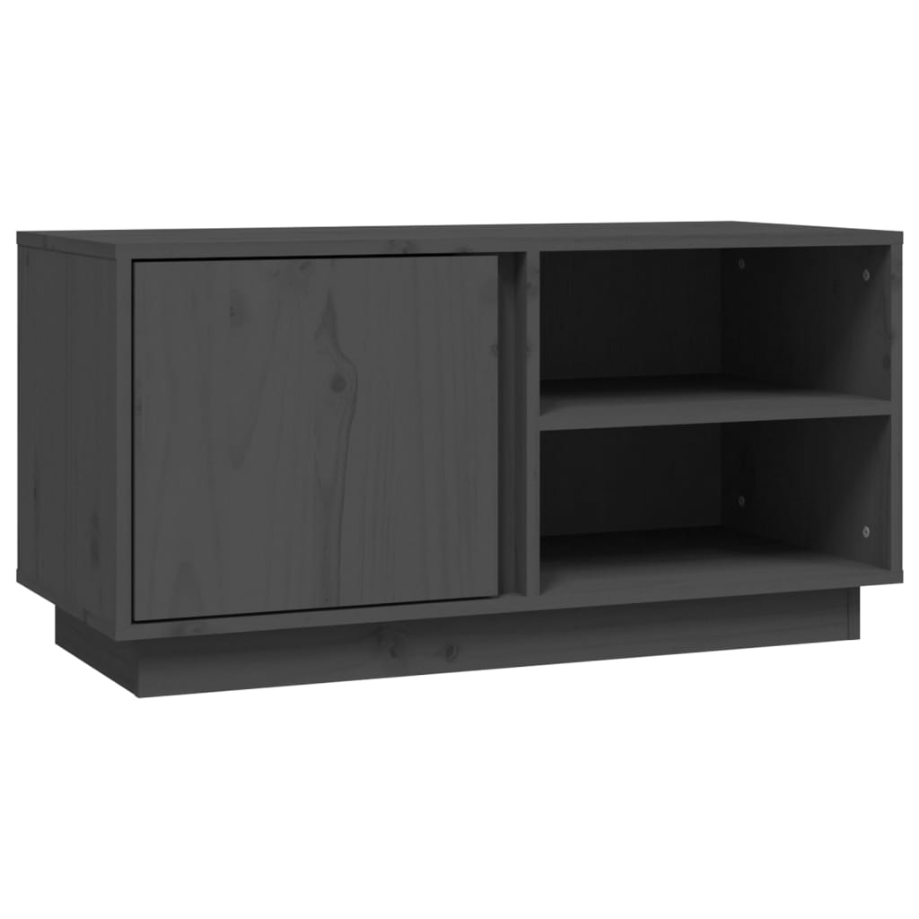 szürke tömör fenyőfa TV-szekrény 80 x 35 x 40,5 cm (814466)