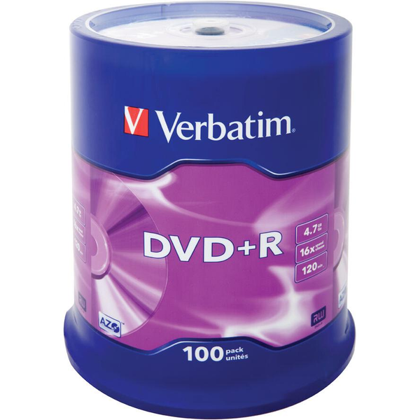 DVD+R Verbatim 16X, 4.7GB, spindle 100 buc.