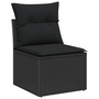 Set de Sofa pentru Grădină 10 Piese cu Perne Ratan Poli Negru Acacia