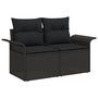 Set de Sofa pentru Grădină 10 Piese cu Perne Ratan Poli Negru Acacia