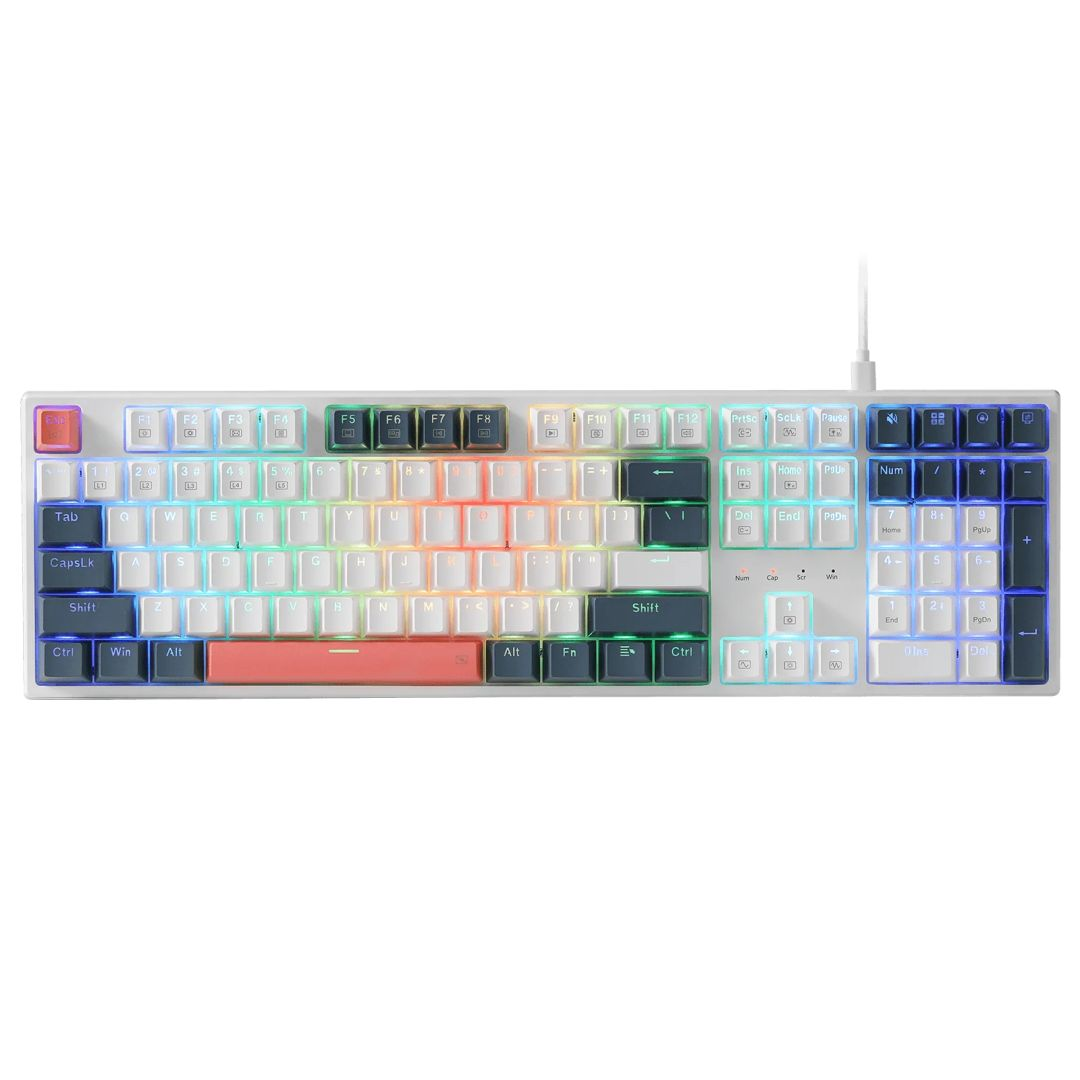 Клавиатура Redragon K668 Trundle — K668WBO-RGB_RED_HU, унгарска подредба, червено-бяла