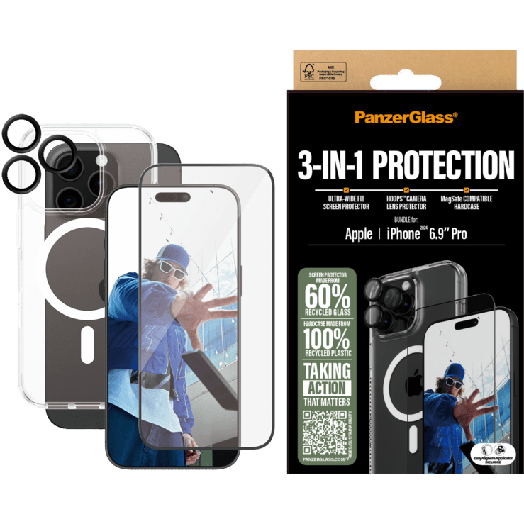PanzerGlass iPhone 16 Pro Max 3in1 Telefon Tok + Kijelzővédő Fólia (B1294+2864+1284)