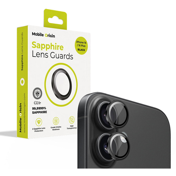 Mobile Origin Sapphire Lens guards, black - iPhone 16/16 Plus