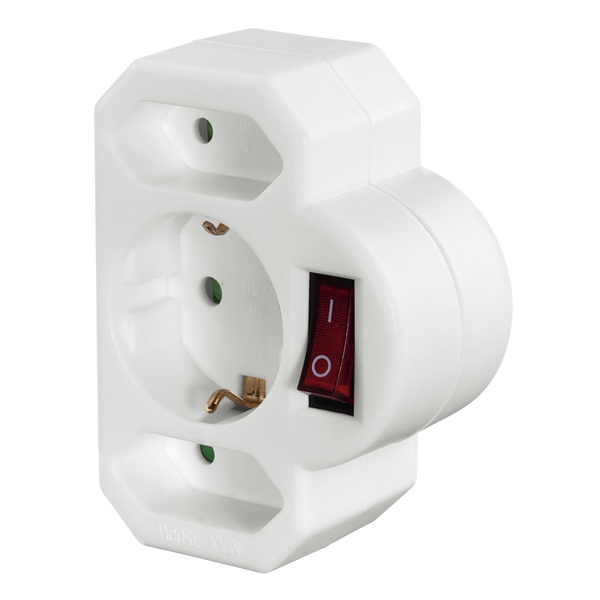 Rozbočovač 3-zásuvky Arcas Bílý s vypínačem