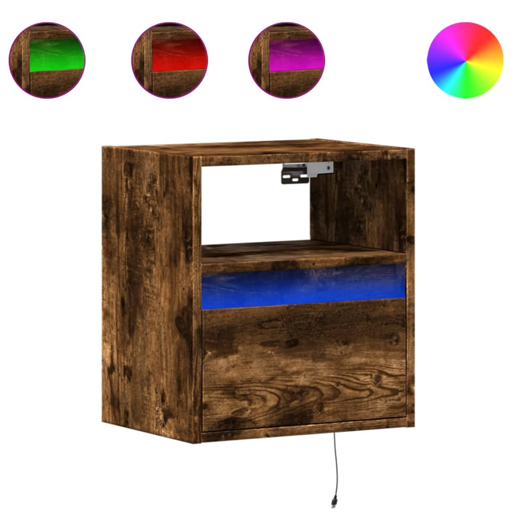 2 db füstös tölgy fali TV-szekrény LED-ekkel 41 x 31 x 45 cm (852322)