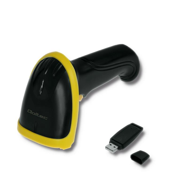Scanner Wireless Qoltec, 1D, 2.4 GHz, USB, Negru/Galben
