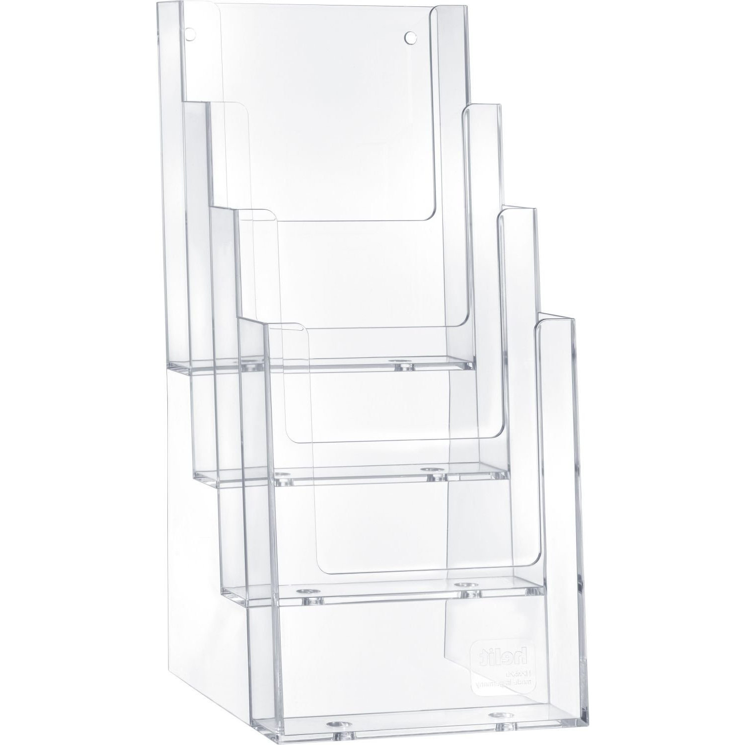 Helit 1/3 A4 / LA4 4 rekeszes fali és asztali prospektustartó - Átlátszó (H2352002)