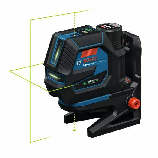 BOSCH 0601066S02 GCL 12V-50-22 CG zöld kombilézer + RM 20 tartó + GBA 12V 2.0Ah akku + GAL 12V-40 gyorstöltő + L-boxx