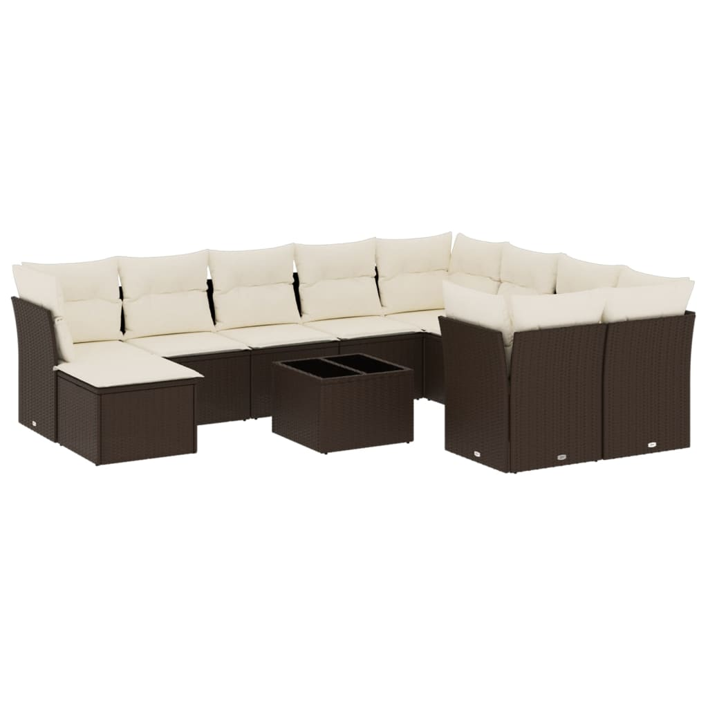 11 részes barna polyrattan kerti ülőgarnitúra párnákkal (3250442)