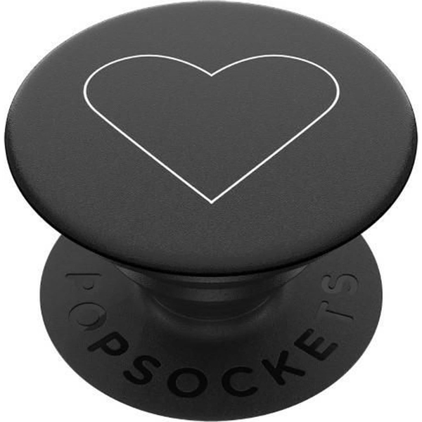 PopSockets telefontartó (készülékre ragasztható, többfunkciós, szív) FEKETE (800667)