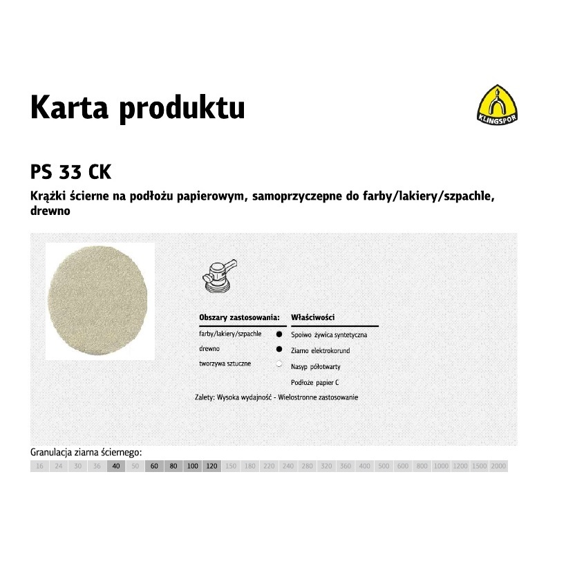 Csiszolókorong Klingspor P100 (224731)