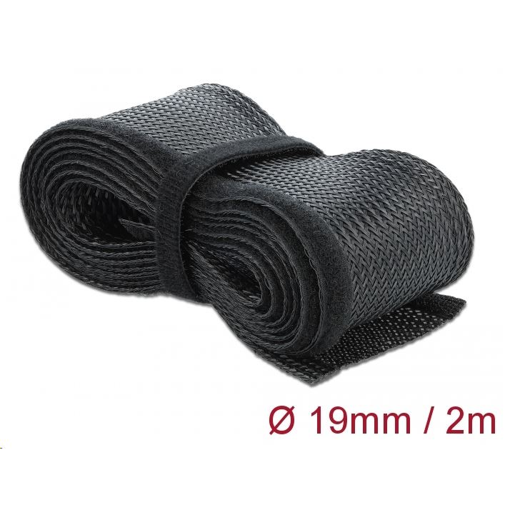 Delock Fonott kábelharisnya tépőzárral 2 m x 19 mm fekete (18857) (18857)