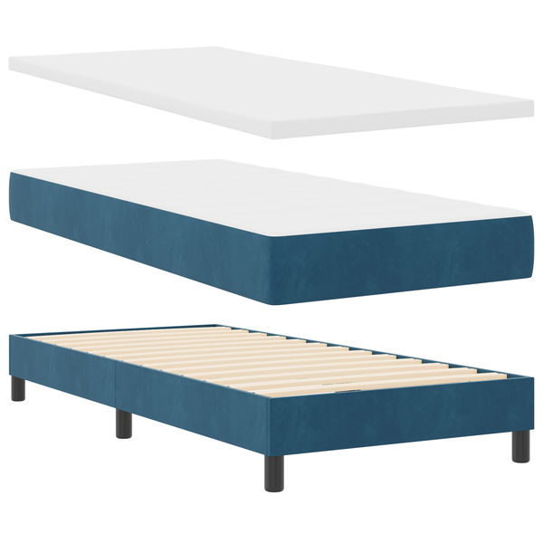 Boxspring Ágy Matrac nélkül Sötétkék 100x200 cm Bársony