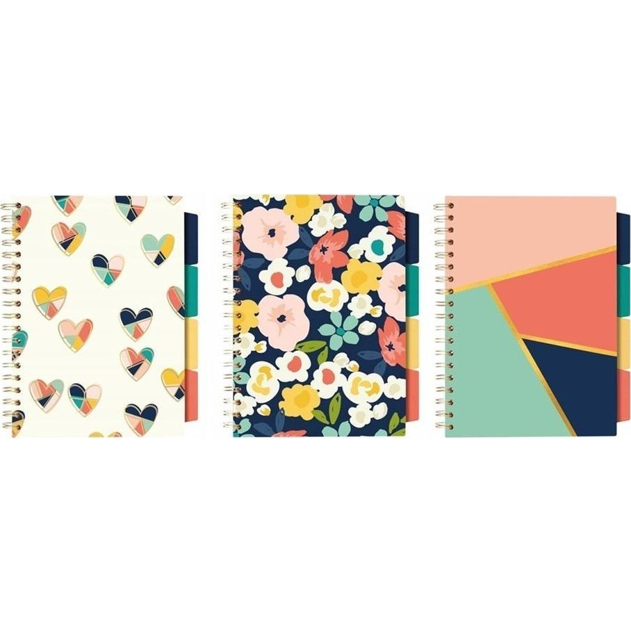 Spirálfüzet, B5, vonalas, 100 lap, PUKKA PAD "Floral Love Project Book", vegyes minta (5032608190338)