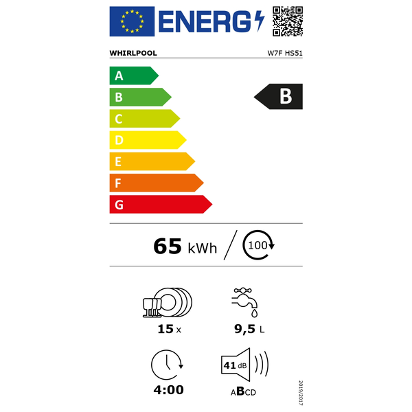 WHIRLPOOL W7F HS51 Mosogatógép 15 teríték B fehér