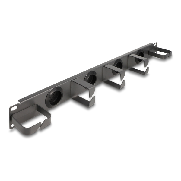 Delock 19  kábelrendező router panel 4 gumírozott kábelbemenettel és 5 fény hurokkal 1U sötétszürke (66751)