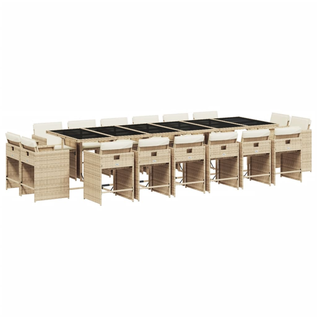 17 részes bézs polyrattan kerti étkezőgarnitúra párnákkal (3278013)