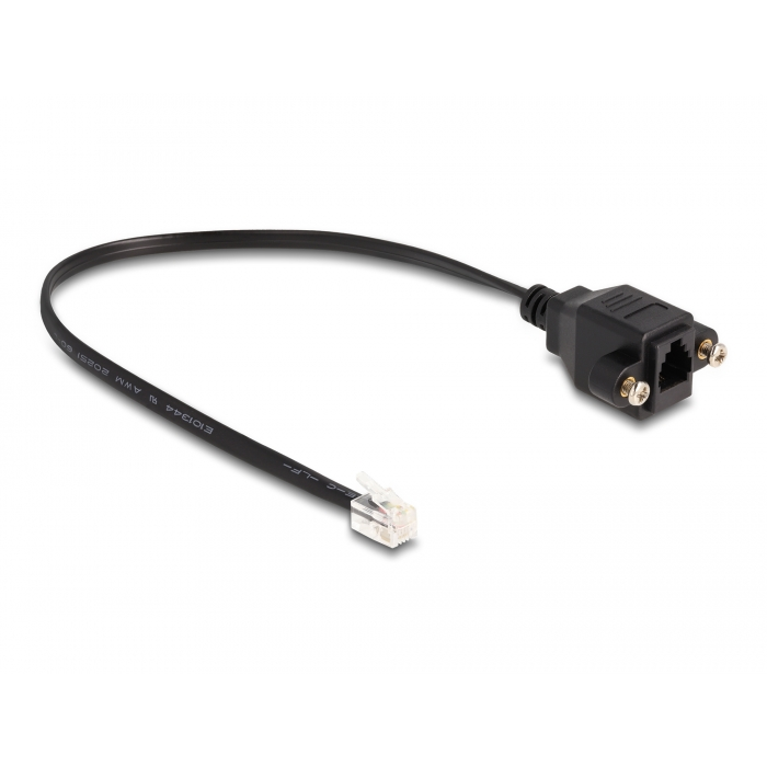Delock RJ10 kábel apa - RJ10 anya beszereléshez 30 cm, fekete (87956) (87956)