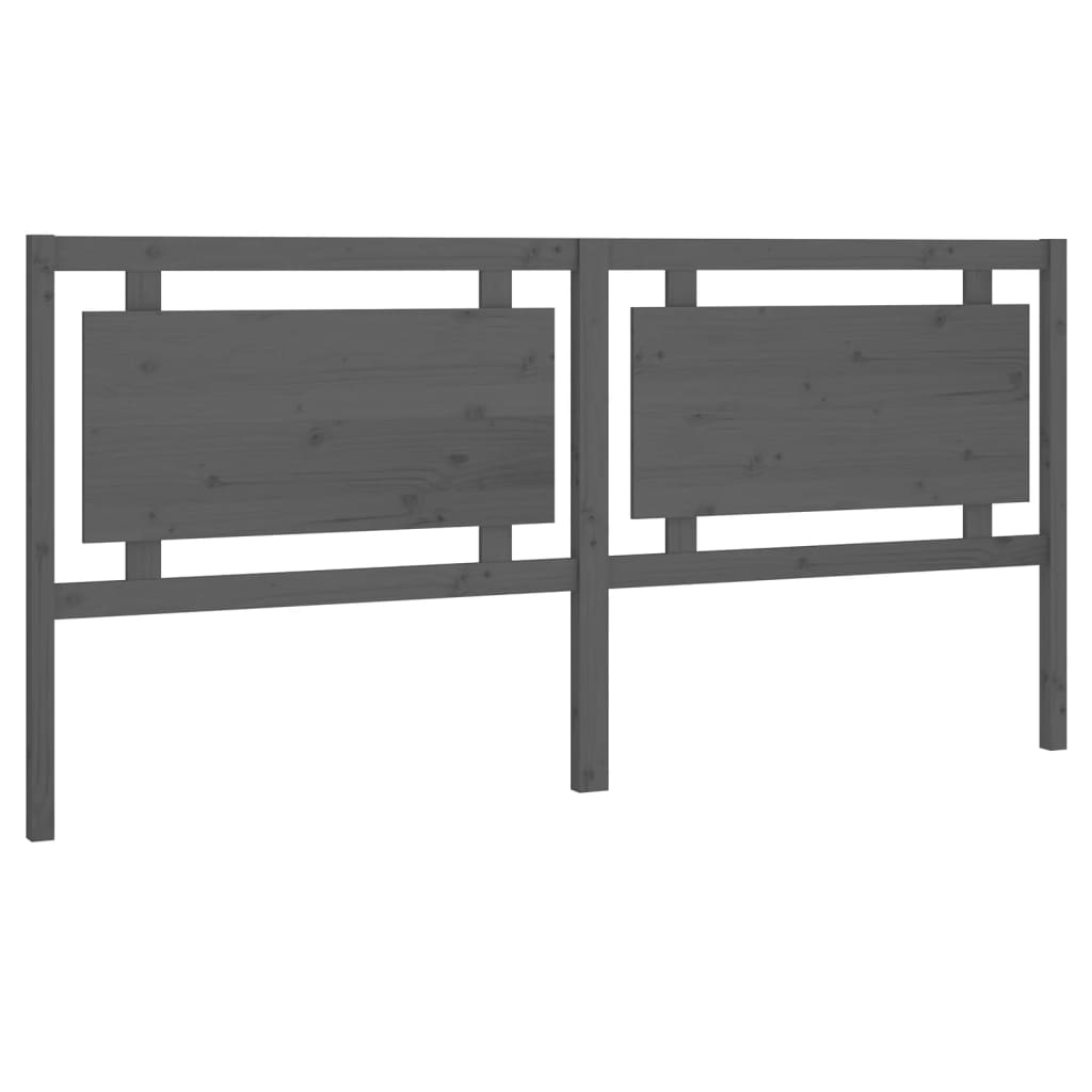 szürke tömör fenyőfa ágyfejtámla 205,5 x 4 x 100 cm (817962)