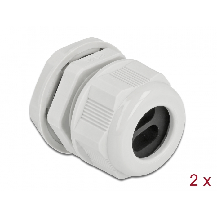 Delock Kábel tömszelence PG21 két kábelbemenettel lapos kábelekhez 2 db. Szürke (60394) (60394)