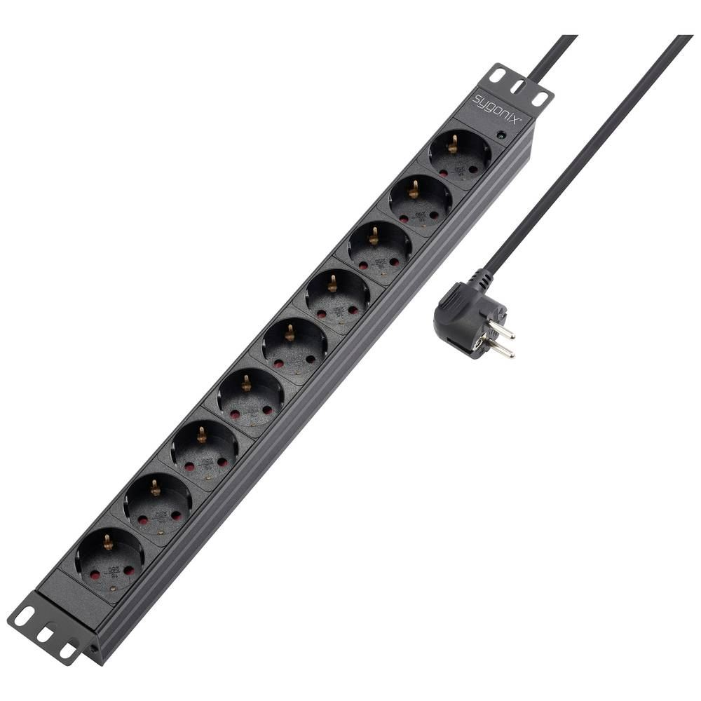 Sygonix védőérintkezős hálózati elosztó fekete (SY-5799004) (SY-5799004)