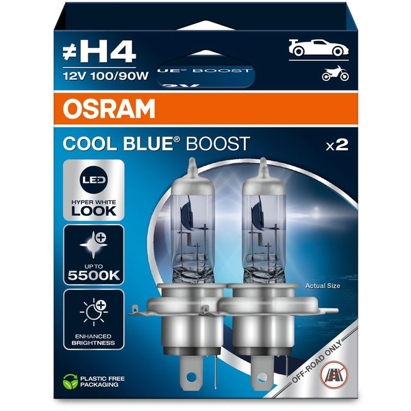 Комплект 2 броя халогенни крушки Osram H4 Cool Blue Boost 12V, 100/90W, P43t