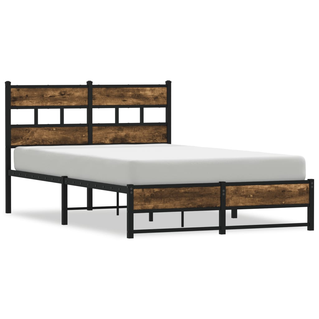 füstös tölgy színű fém ágykeret matrac nélkül 120 x 200 cm (4017216)
