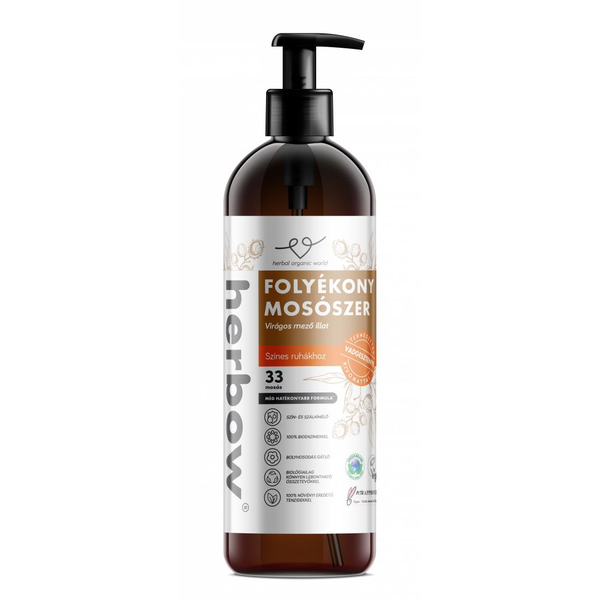 HERBOW folyékony mosószer vadgesztenye színes ruhákhoz Virágos mező illat 1 l (33 mosás)