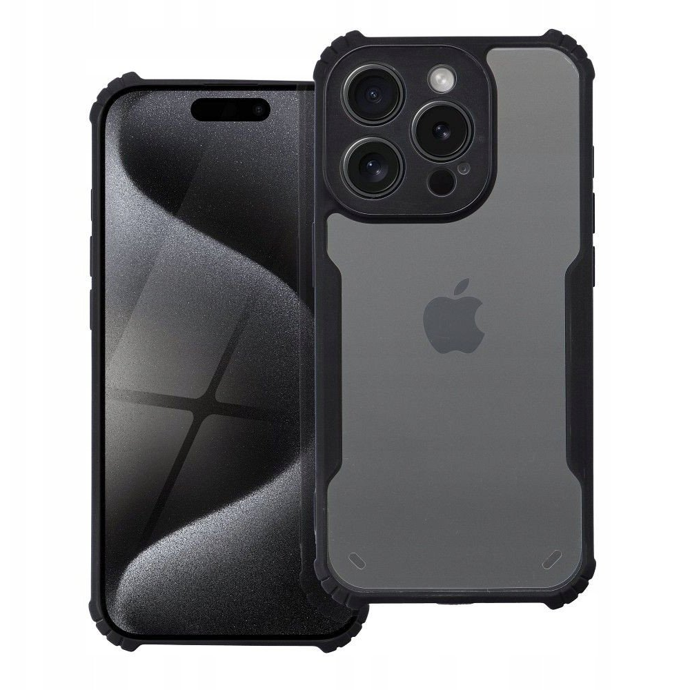 ZONE Anti-Drop szilikon-akril hátlaptok Apple iPhone 16 Pro Max átlátszó-fekete (TS7815)