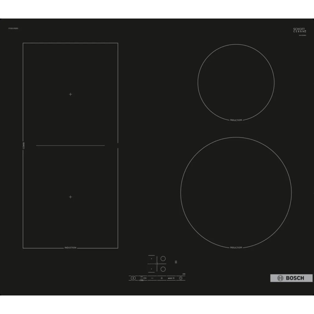 Bosch Serie 4 PVS61RBB5E főzőlap Fekete Beépített 60 cm Zónás indukciós főzőlap 4 zóna (PVS61RBB5E)