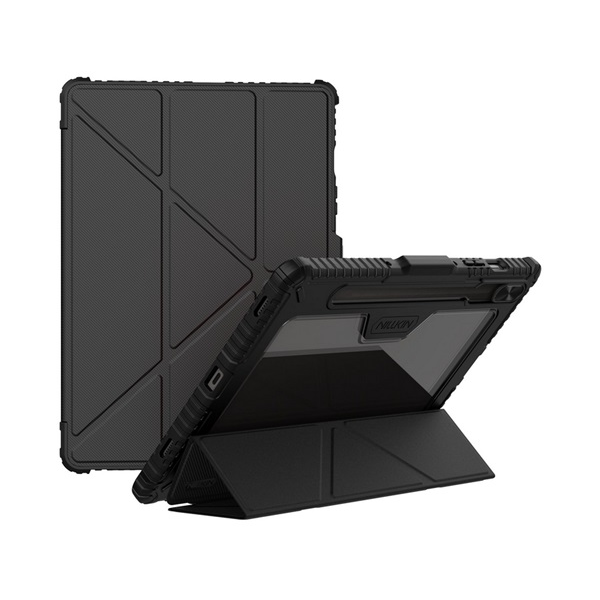 Nillkin BUMPER PRO szilikon telefonvédő (aktív FLIP, ütésállóság, asztali tartó) FEKETE Samsung Galaxy Tab S10 FE LTE (SM-X520) / Galaxy Tab S10 FE WIFI (SM-X526) (GP-170301)