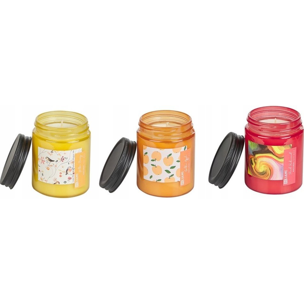 Conjunto De 3 Velas Perfumadas 100% Cera De Soja Mecha De Algodón Vidrio Fragancia Floral Fresca Melocotón Grosella/frambuesa Amarilla/manzana Golden Flor Frutal Fruity Bloom