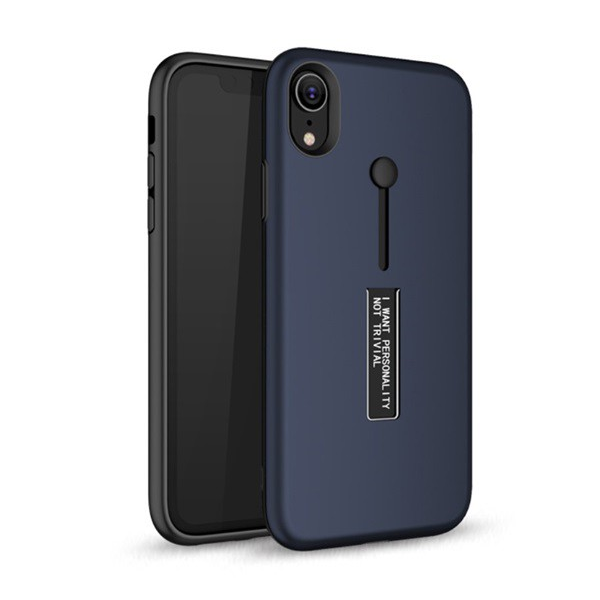 Műanyag telefonvédő (gumírozott, ujjra húzható szilikon) SÖTÉTKÉK [Apple iPhone XS Max 6.5] (5996457802227)
